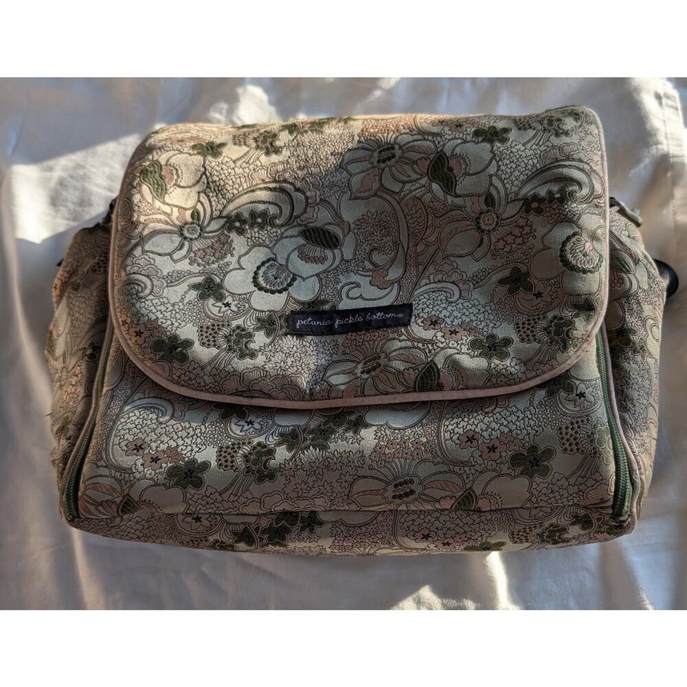 Petunia Pickle Bottom Diaper Bag Tapestry Brown Green Paisley Back Pack Shoulder